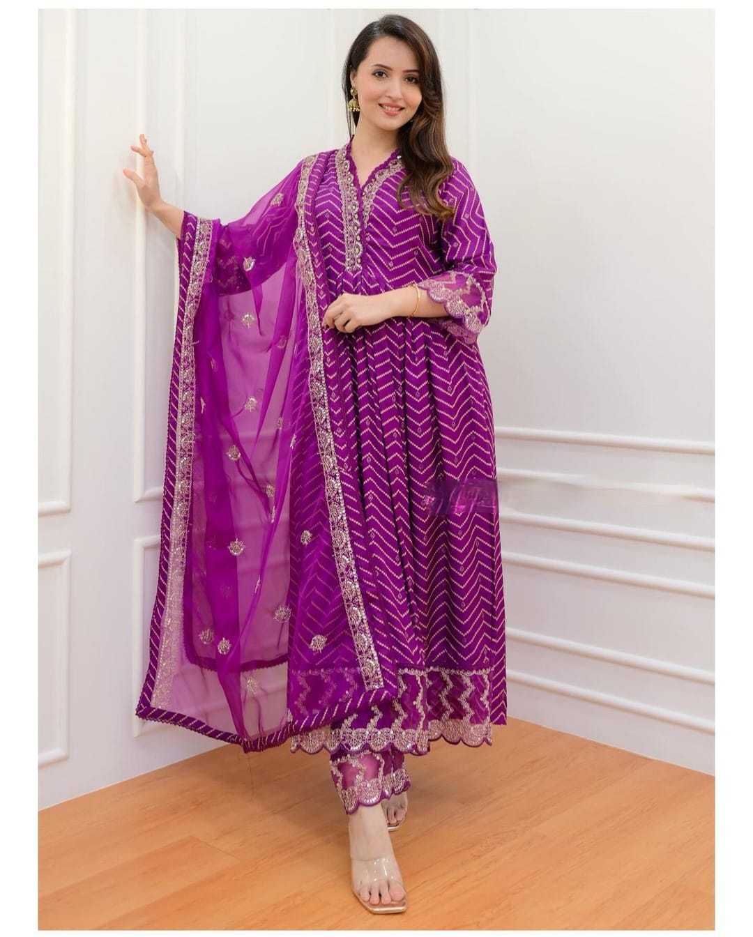 Maabetii Purple Rayon Sequence and Embroidery Naira Cut Suit Set