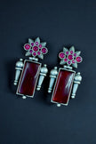 Maabetii Silver Monalisa Stone Stud Earrings