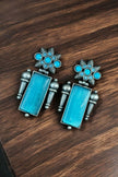 Maabetii Sky Blue Silver Monalisa Stone Stud Earrings
