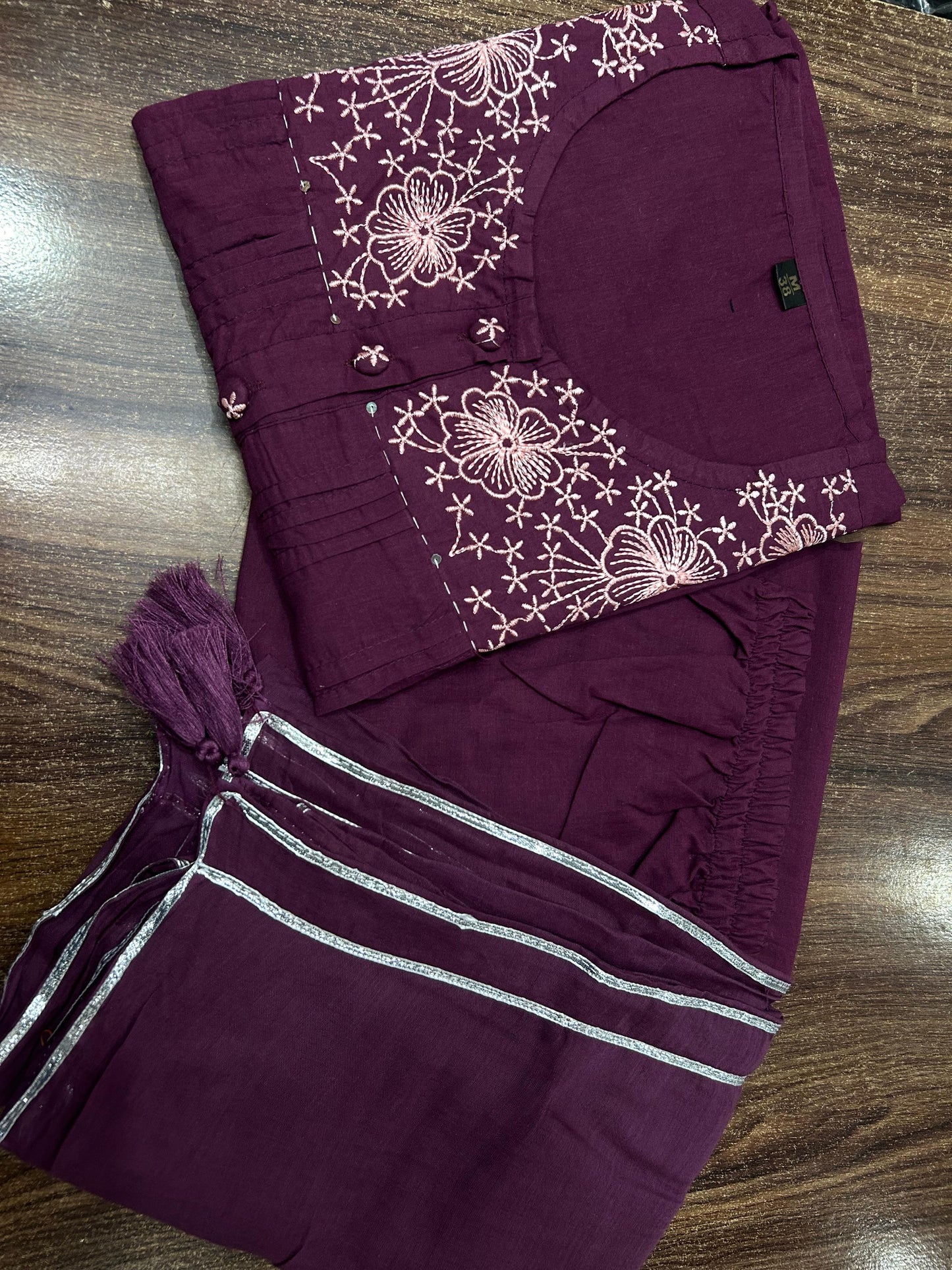 Maabetii Purple Color Hand Embroider Cotton Suit Set - CASUAL WEAR