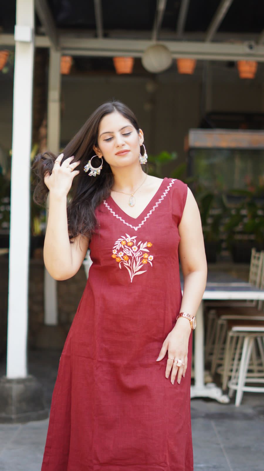 Full outfit layout showing kurti and plazo length

