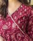 Embroidered yoke and handwork close-up on cotton kurti

