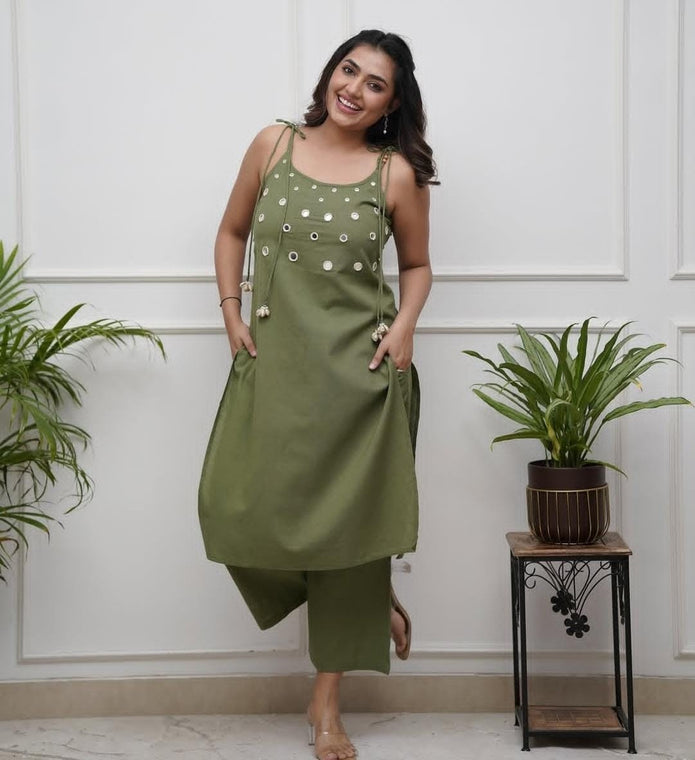 Kiara Stylish Cotton Spaghetti Suit Set for Summer