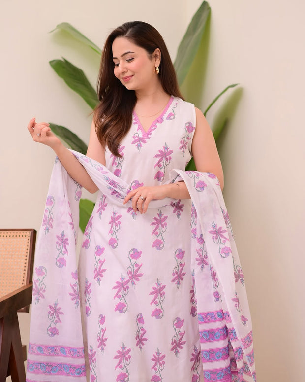 Nayra Summer Handblock Cotton Suit Set