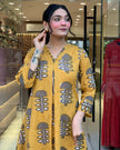 Close-up of floral print on kurta and pant

