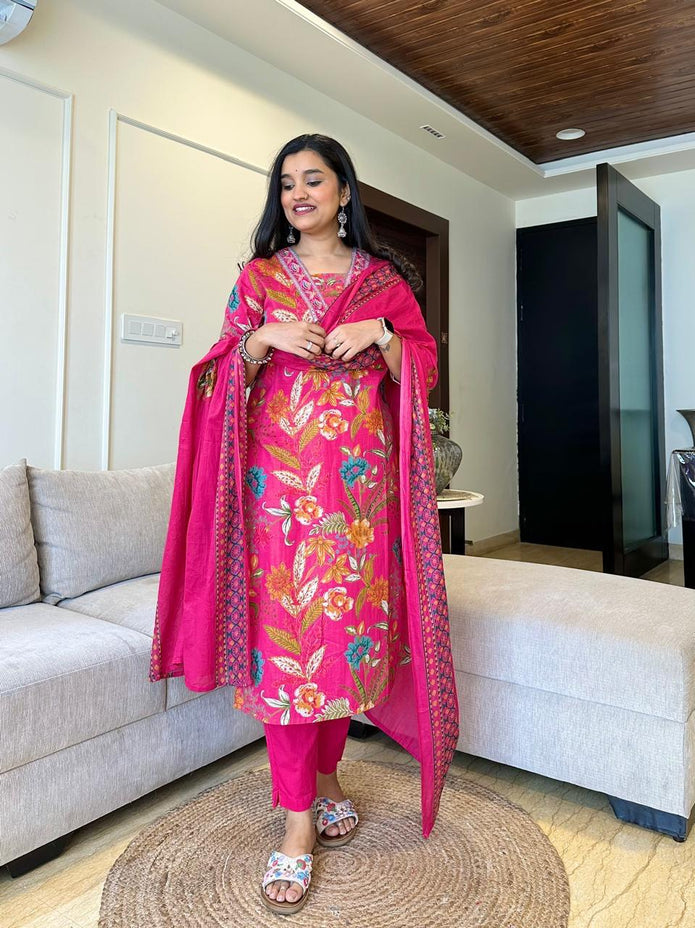 Roshni Comfortable Cotton Suit Set with Dupatta