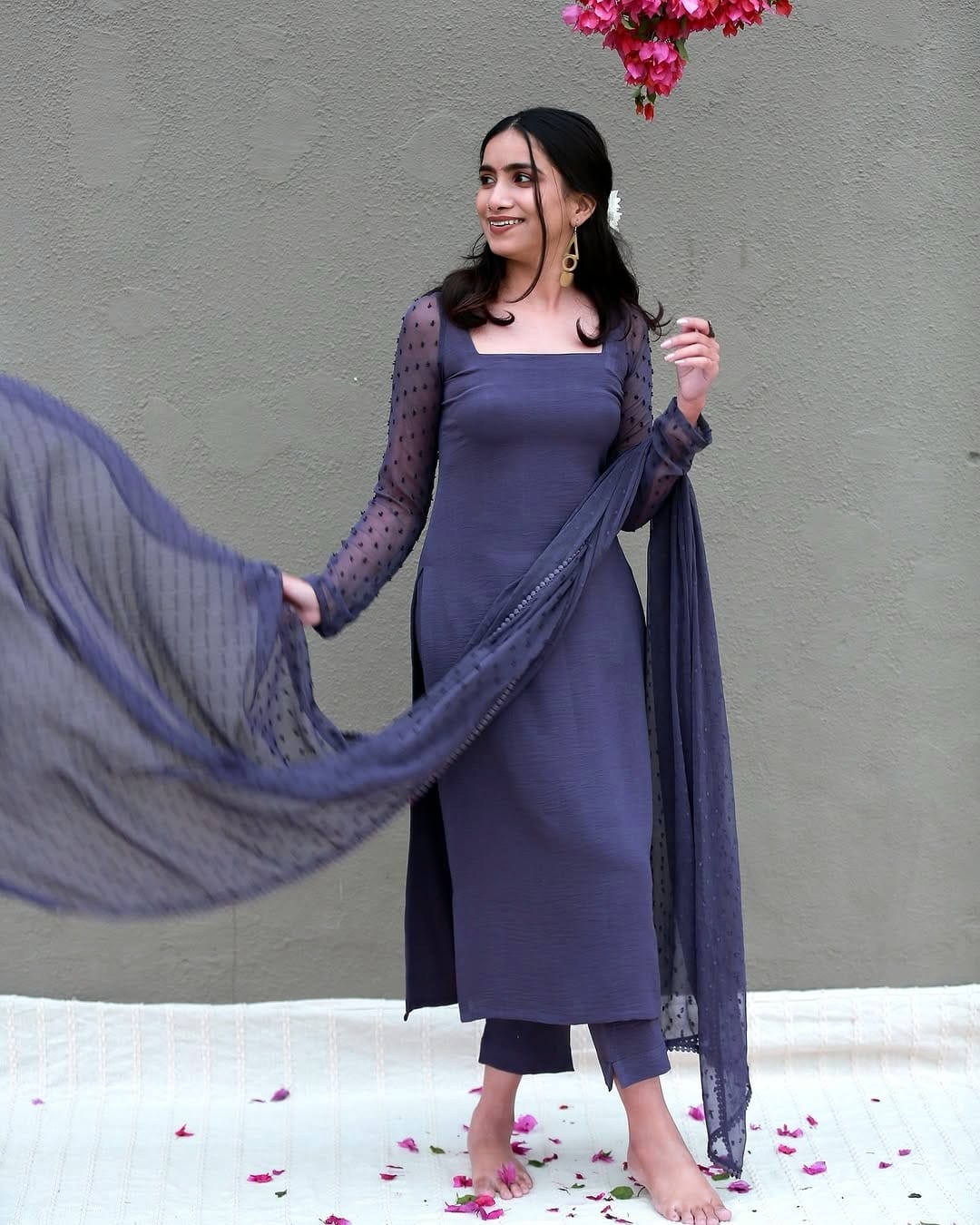 Cotton suit set with georgette dupatta in elegant design

