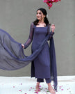 Cotton suit set with georgette dupatta in elegant design

