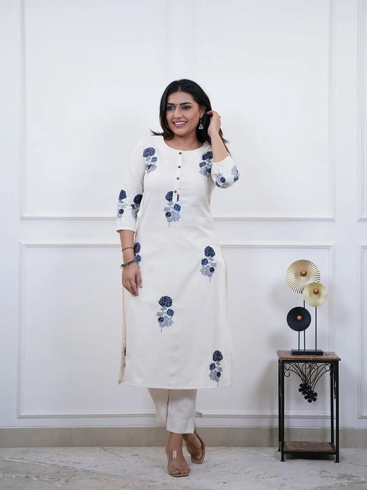 Cotton flex kurti and pant set for office wear

