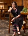 Black cotton flex kurti with hand embroidery and pocket 