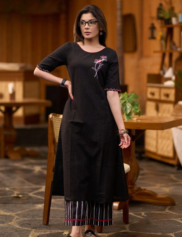 Embroidered yoke and sleeve detailing