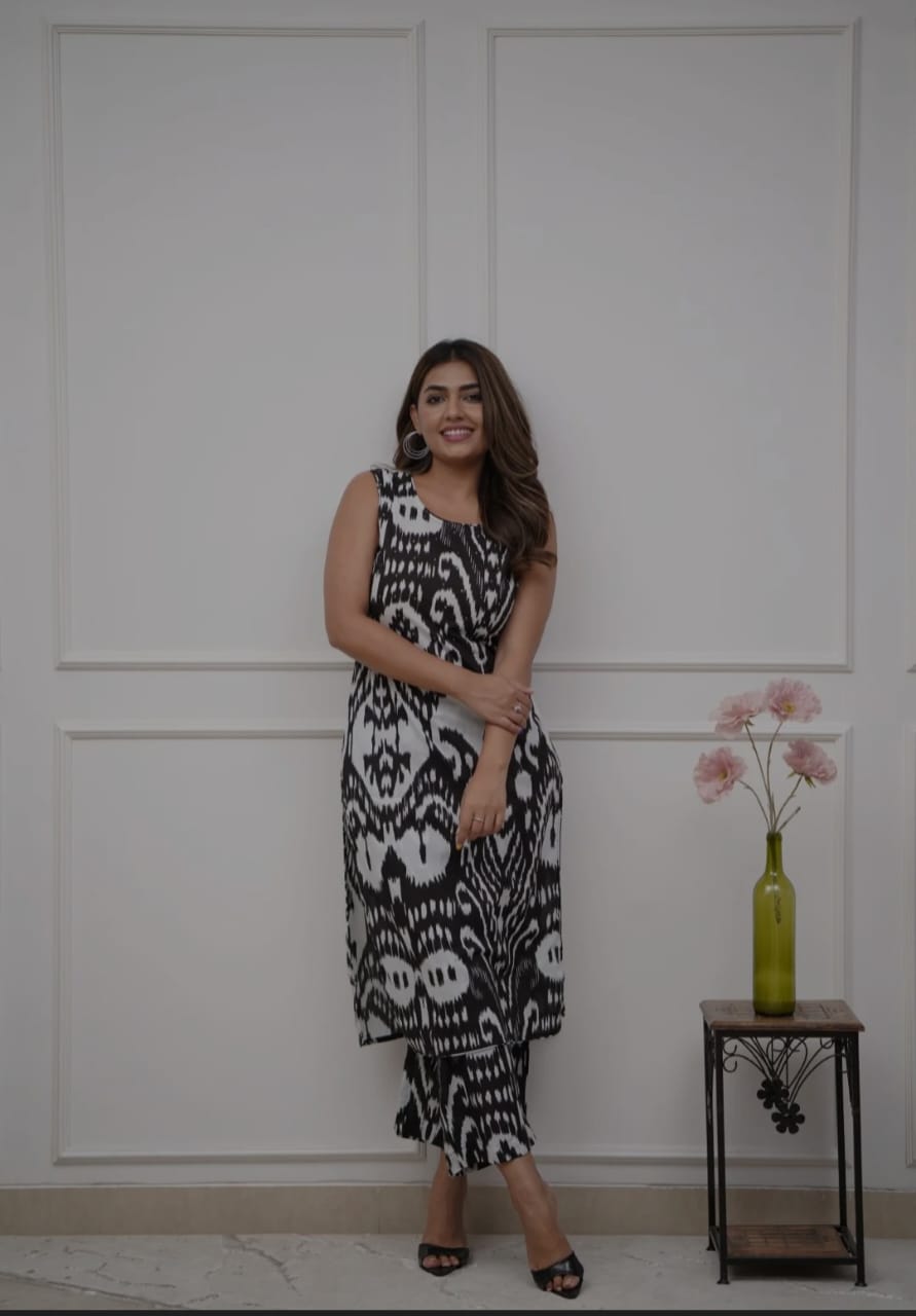 Printed rayon kurti and palazzo summer set 