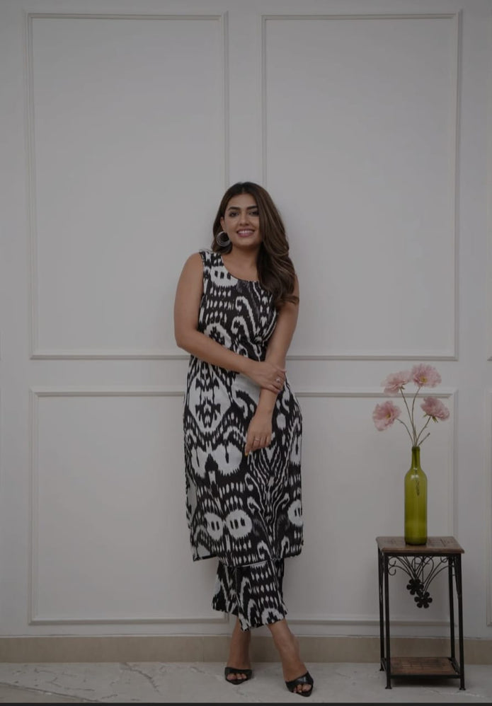 Printed rayon kurti and palazzo summer set 
