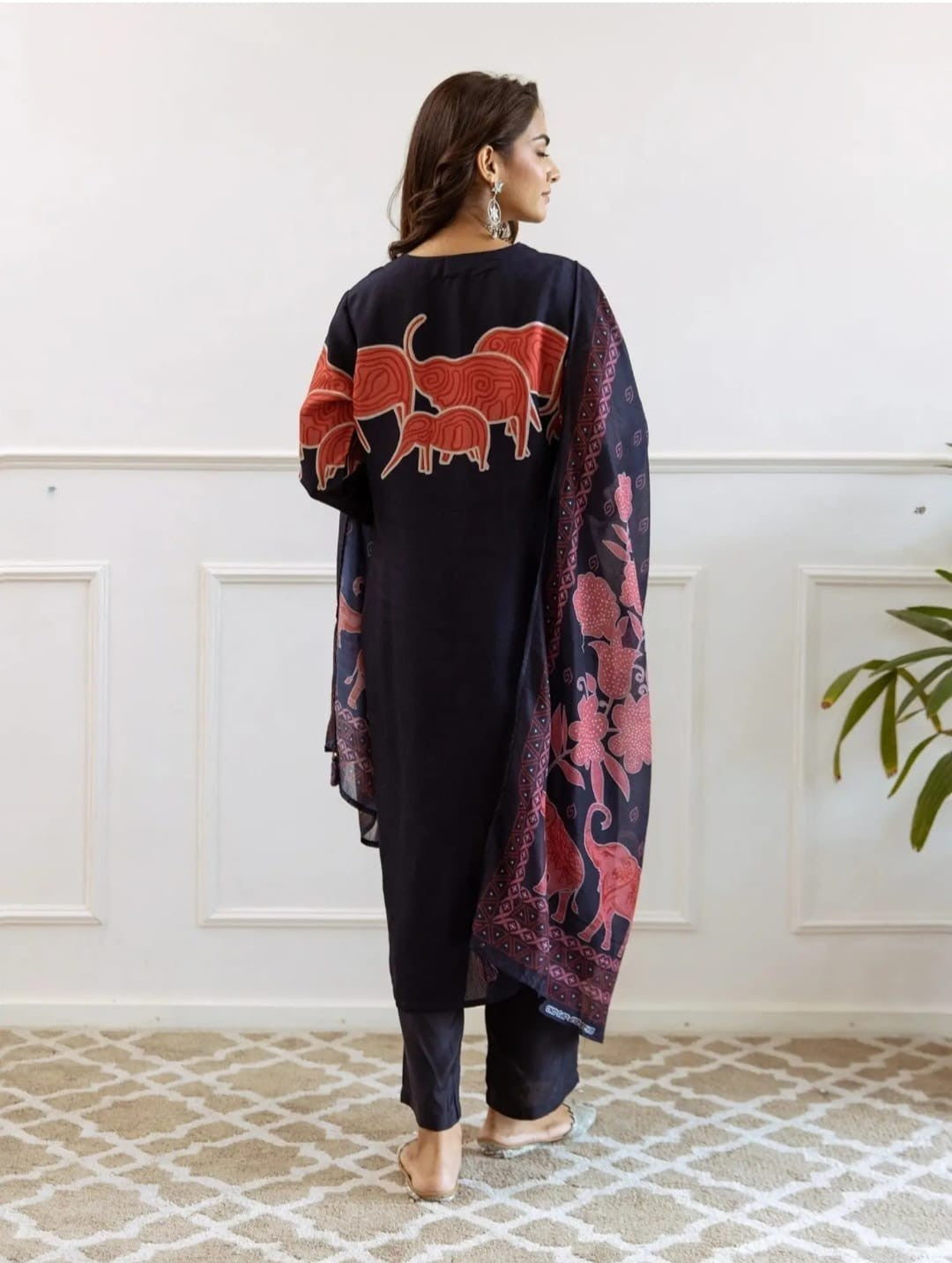Full 3-piece cotton suit set displayed flat

